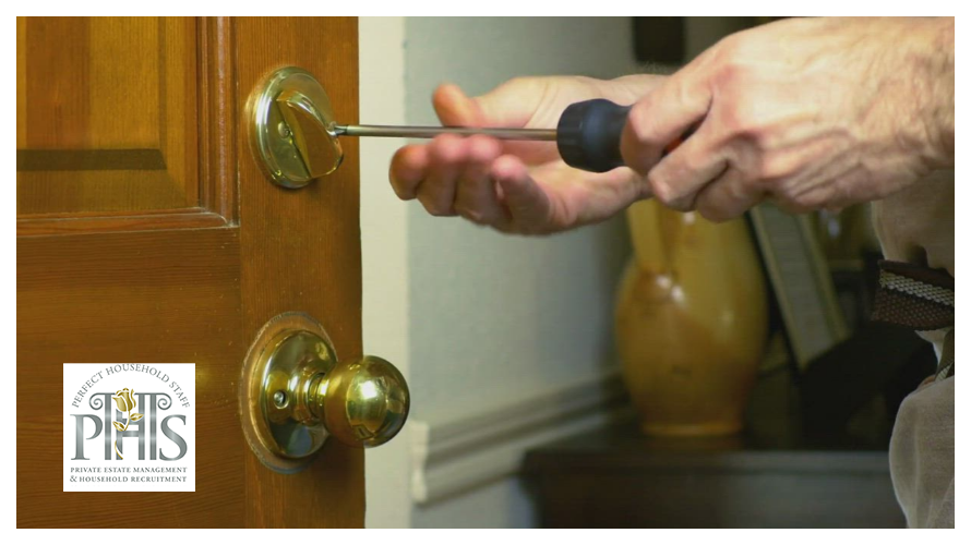 Skilled All Rounder maintaining wooden front door household exterior task for All Rounder jobs Greater Manchester 