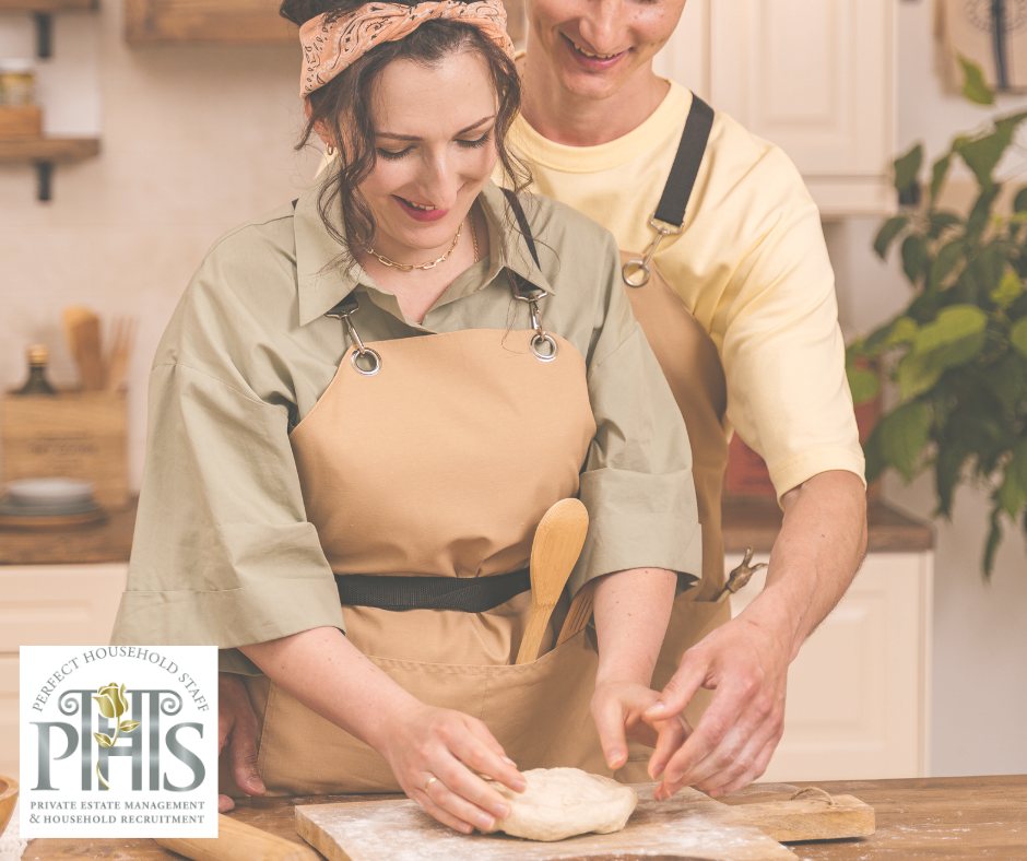 Domestic couple cooking a meal in a family home, providing expert culinary services with a trusted domestic couples agency UAE