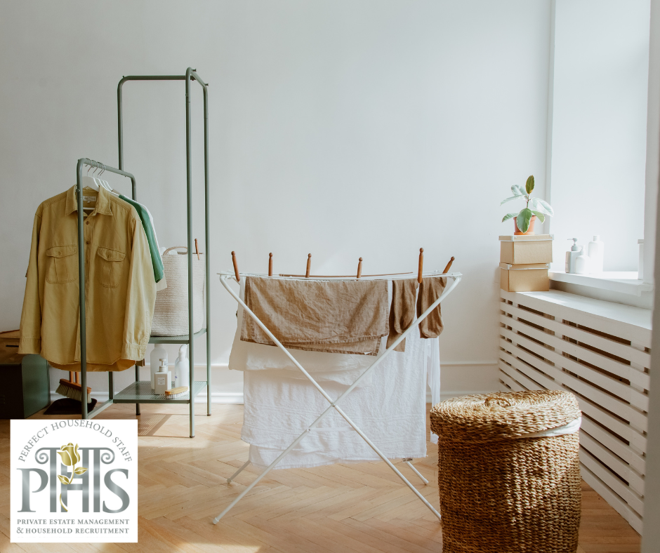 A professional laundress using eco friendly laundry practices while operating an energy-efficient tumble dryer in a sustainable household