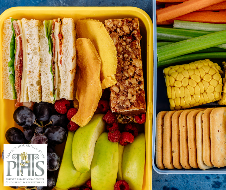 A selection of healthy snacks – an essential part of what nannies should carry for outings with children.