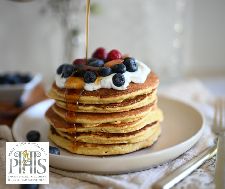 Banana pancakes served as part of a balanced children meal plan for busy nannies